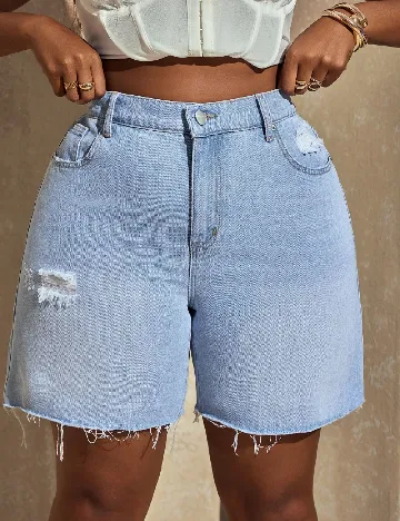 Pantaloni scurti SHEIN CURVE, albastru