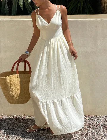 Rochie lunga Dazy, ecru