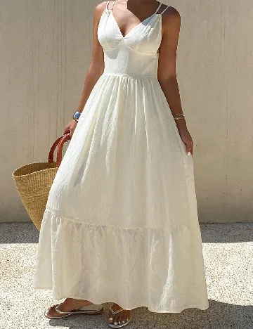 Rochie lunga Dazy, ecru