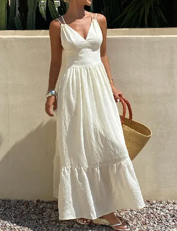 Rochie lunga Dazy, ecru