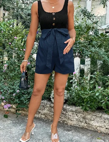 Salopeta SHEIN Maternity, negru/albastru