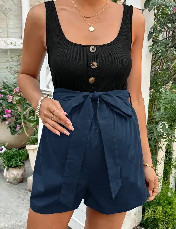 Salopeta SHEIN Maternity, negru/albastru