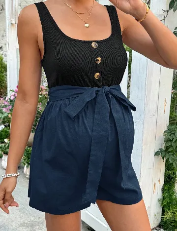 Salopeta SHEIN Maternity, negru/albastru