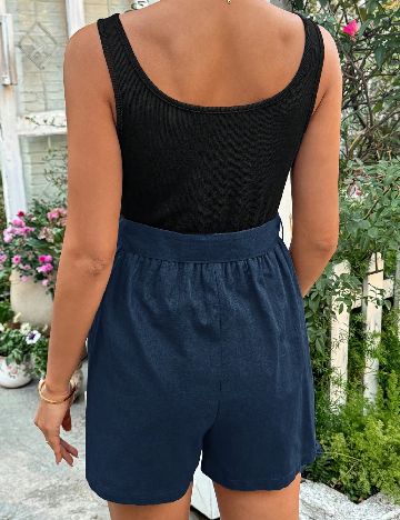 Salopeta SHEIN Maternity, negru/albastru