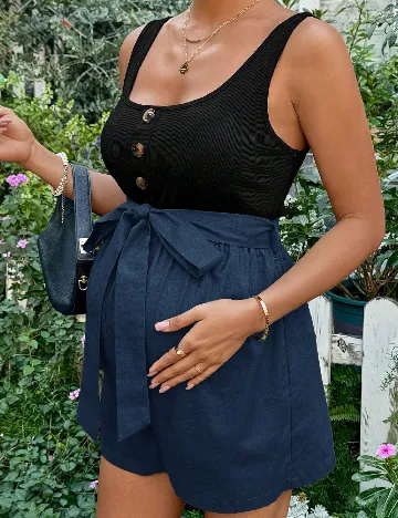 Salopeta SHEIN Maternity, negru/albastru