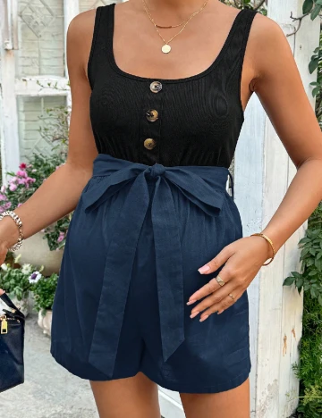 Salopeta SHEIN Maternity, negru/albastru