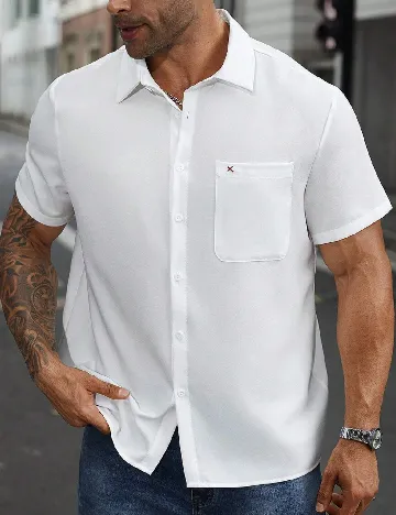 Camasa SHEIN Plus Size Men, alb