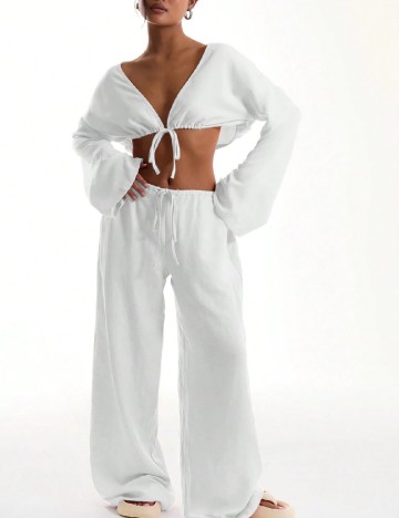 Pantaloni Musera, alb