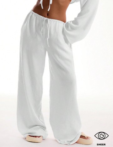 Pantaloni Musera, alb