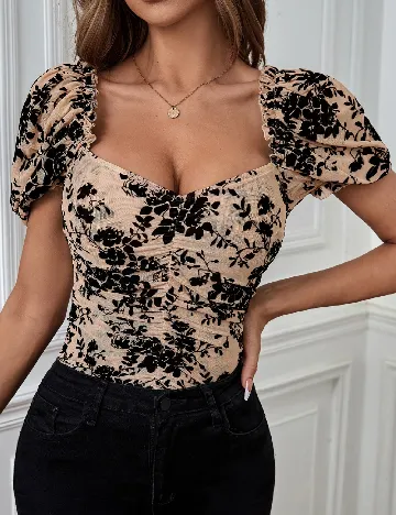 Bluza SHEIN, crem/negru