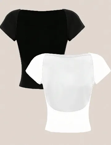 Set topuri 2 bucati SHEIN, alb/negru