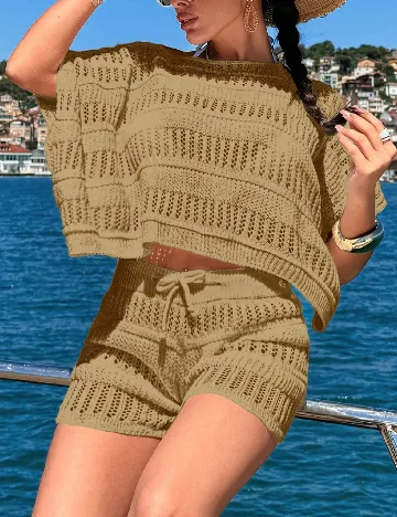 Compleu De Plaja SHEIN, maro