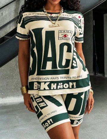 Compleu SHEIN, verde/crem