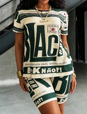 Compleu SHEIN, verde/crem