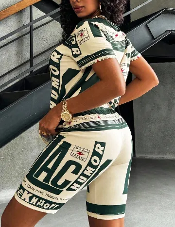 Compleu SHEIN, verde/crem