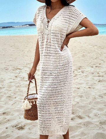 Rochie de plaja SHEIN, ecru