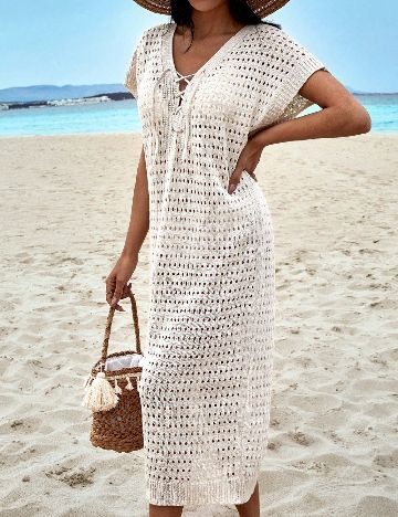 Rochie de plaja SHEIN, ecru