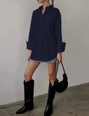 Camasa Oversize SHEIN, bleumarin