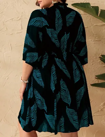 Kimono SHEIN CURVE, negru/albastru