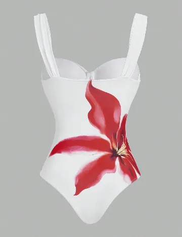 Costum de baie SHEIN, alb/rosu