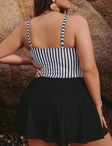 Costum de baie SHEIN CURVE, alb/negru