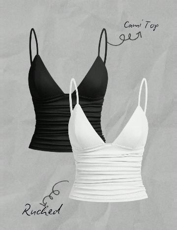 Set topuri 2 bucati SHEIN, alb/negru