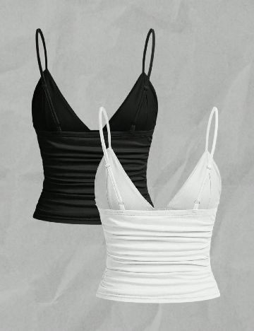 Set topuri 2 bucati SHEIN, alb/negru