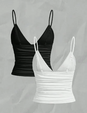 Set topuri 2 bucati SHEIN, alb/negru