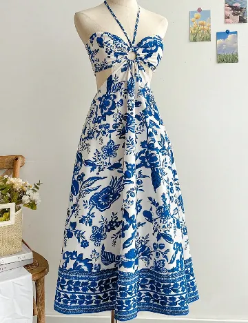 Rochie medie SHEIN, alb/albastru