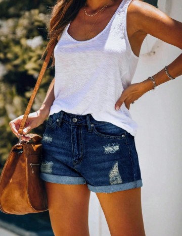 Pantaloni scurti SHEIN, albastru