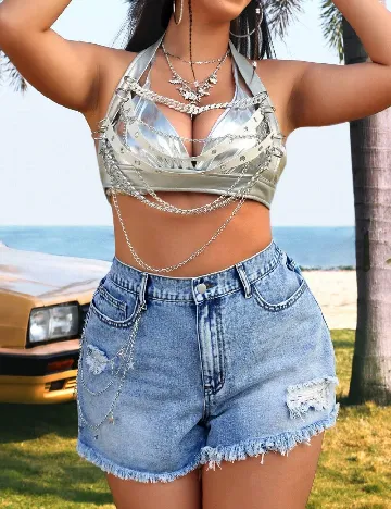 Pantaloni scurti SHEIN CURVE, albastru