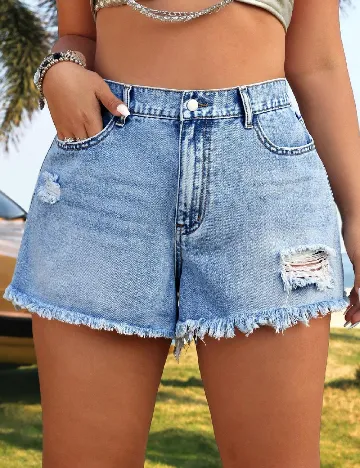 Pantaloni scurti SHEIN CURVE, albastru