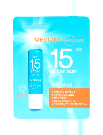 Balsam de buze după soare cu SPF 15, 4,6 g Maxbrands, turcoaz