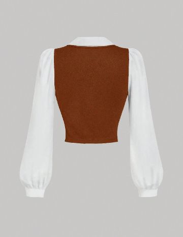 Camasa SHEIN, alb/maro