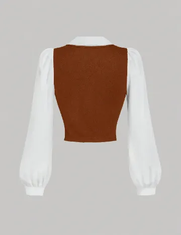 Camasa SHEIN, alb/maro