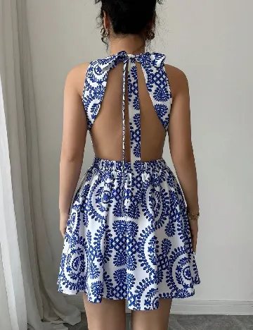 Rochie scurta SHEIN, albastru/alb