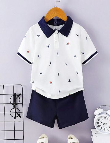 Compleu Shein Kids, bleumarin/alb