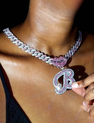 Colier SHEIN, argintiu/roz