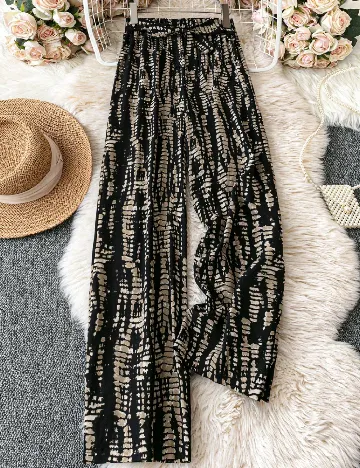 Pantaloni SHEIN, negru/crem