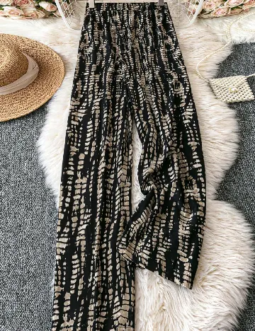 Pantaloni SHEIN, negru/crem