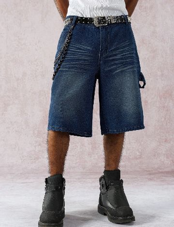 Pantaloni trei sferturi SHEIN, albastru