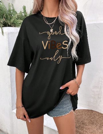 Tricou Oversize SHEIN, negru