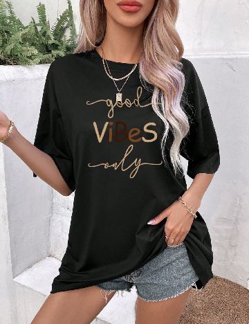 Tricou Oversize SHEIN, negru