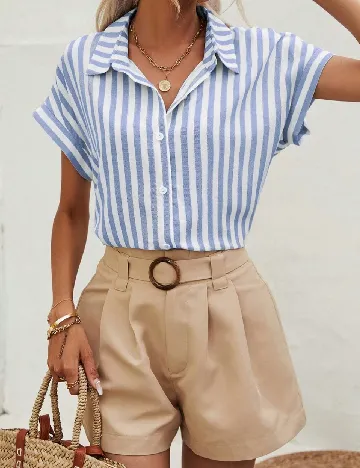 Camasa SHEIN, alb/albastru