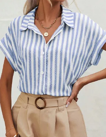 Camasa SHEIN, alb/albastru