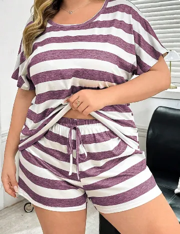 Pijama SHEIN CURVE, mov/alb