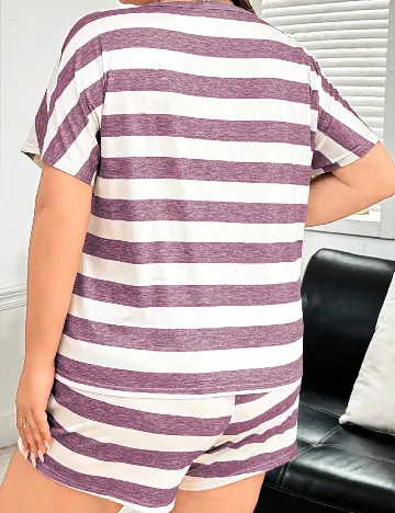 Pijama SHEIN CURVE, mov/alb