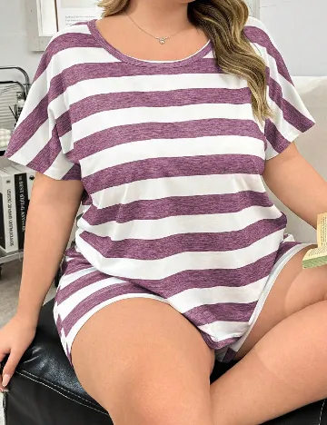 Pijama SHEIN CURVE, mov/alb