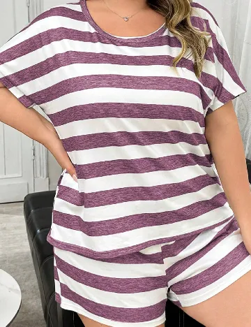 Pijama SHEIN CURVE, mov/alb