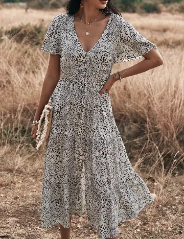 Rochie medie SHEIN, alb/negru